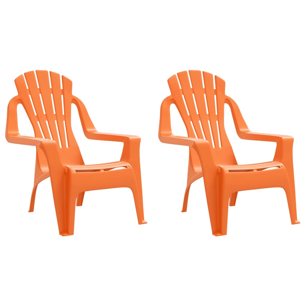 Chaises de jardin pour enfants 2 pièces. Orange 37x34x44 cm PP aspect bois.