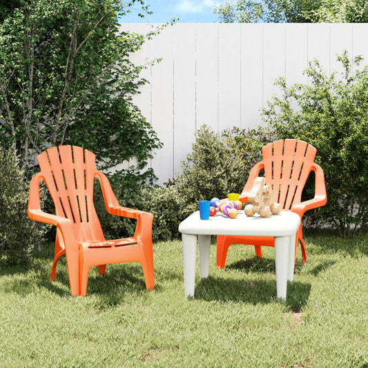 Chaises de jardin pour enfants 2 pièces. Orange 37x34x44 cm PP aspect bois.