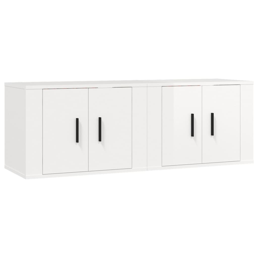Meubles TV muraux, 2 pièces, blanc brillant, 57 x 34,5 x 40 cm