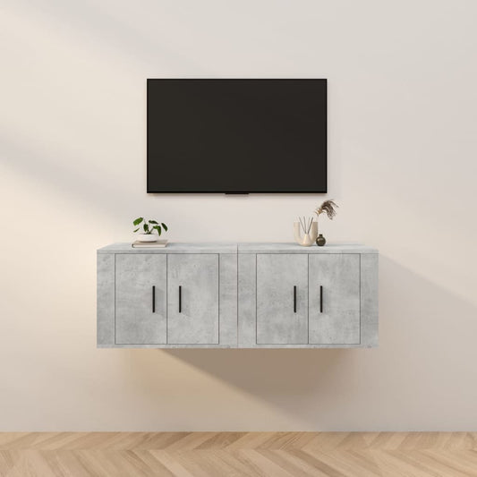 Meubles TV muraux, 2 pièces, gris béton, 57 x 34,5 x 40 cm