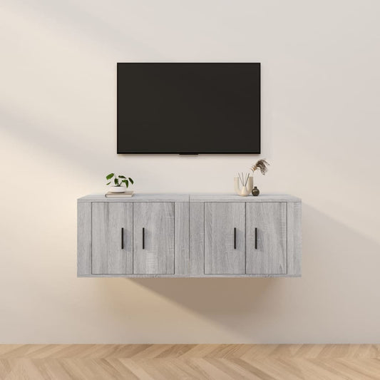 Meubles TV muraux, lot de 2, gris Sonoma, 57 x 34,5 x 40 cm