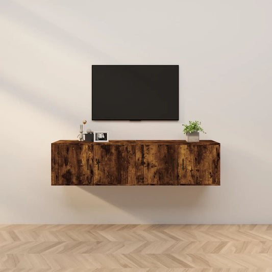 Meubles TV muraux, 2 pièces, chêne fumé, 80 x 34,5 x 40 cm