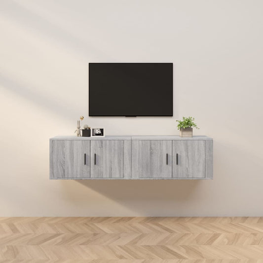 Meubles TV muraux, 2 pièces, gris Sonoma, 80 x 34,5 x 40 cm