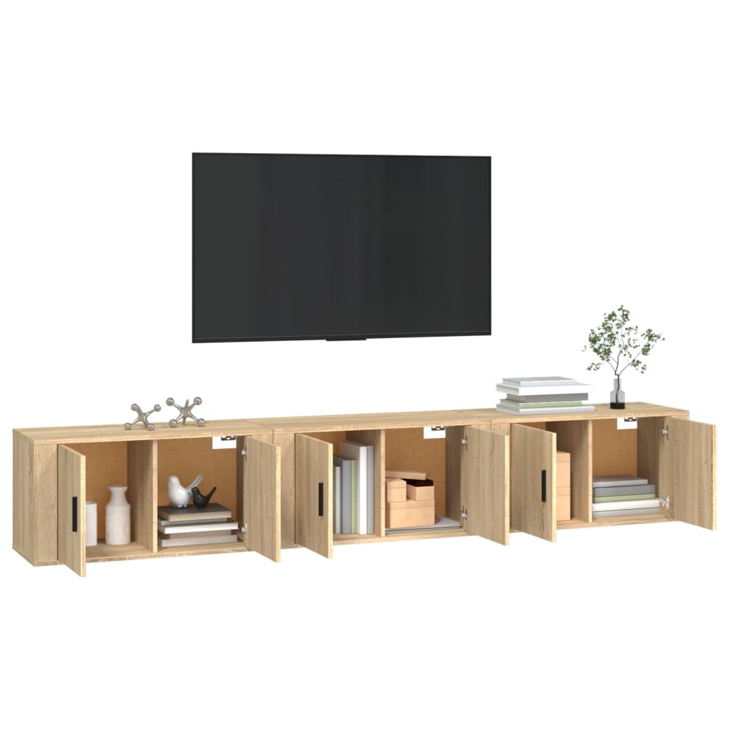 TV-Wandschränke 3 Stk. Sonoma-Eiche 80x34,5x40 cm