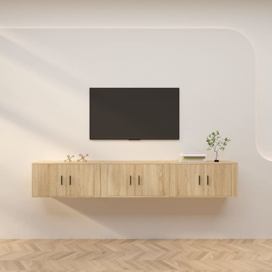 TV-Wandschränke 3 Stk. Sonoma-Eiche 80x34,5x40 cm
