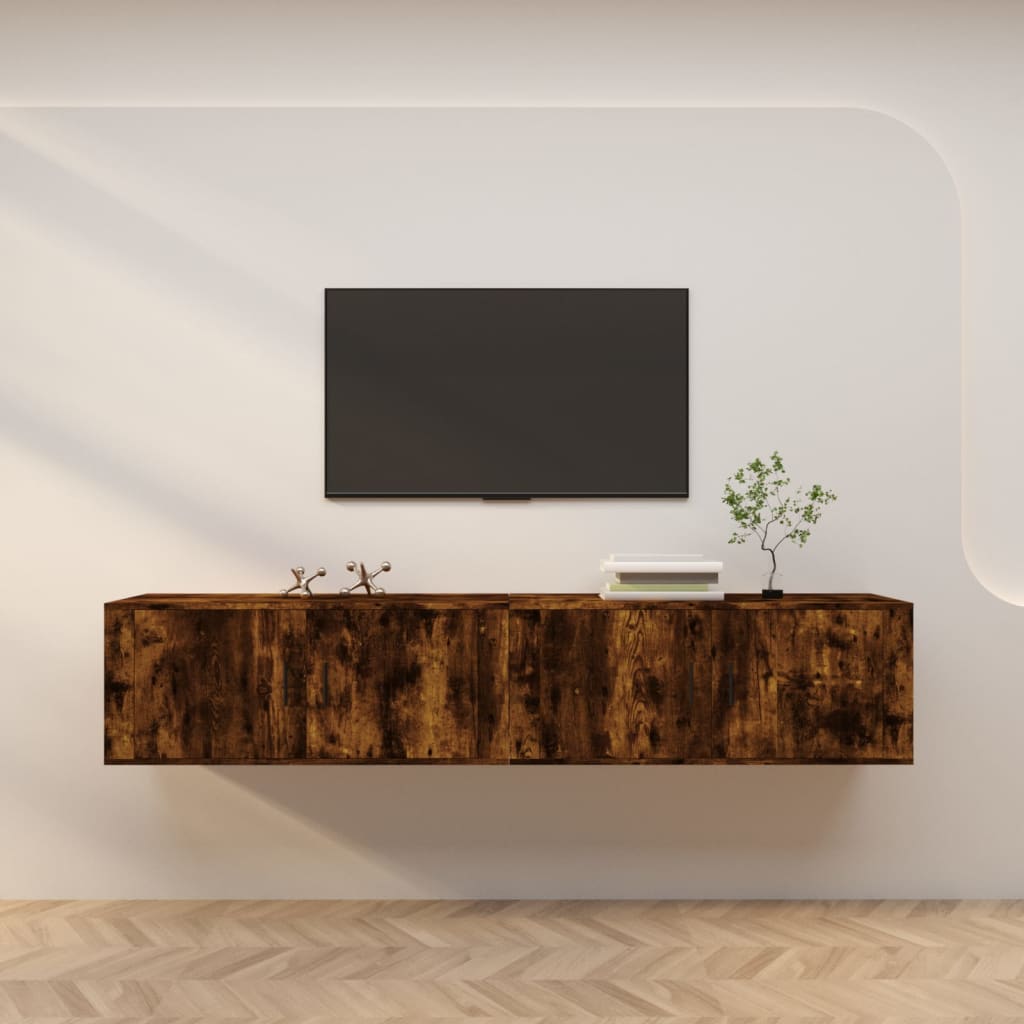 TV-Wandschränke 2 Stk. Räuchereiche 100x34,5x40 cm