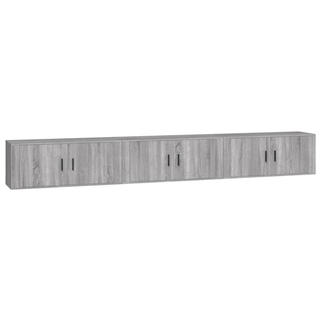 TV-Wandschränke 3 Stk. Grau Sonoma 100x34,5x40 cm