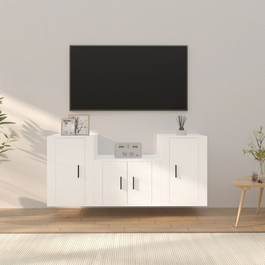 Ensemble de meubles TV 3 pièces en bois blanc