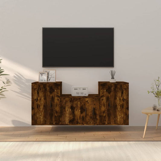 Ensemble de meubles TV 3 pièces en bois de chêne fumé