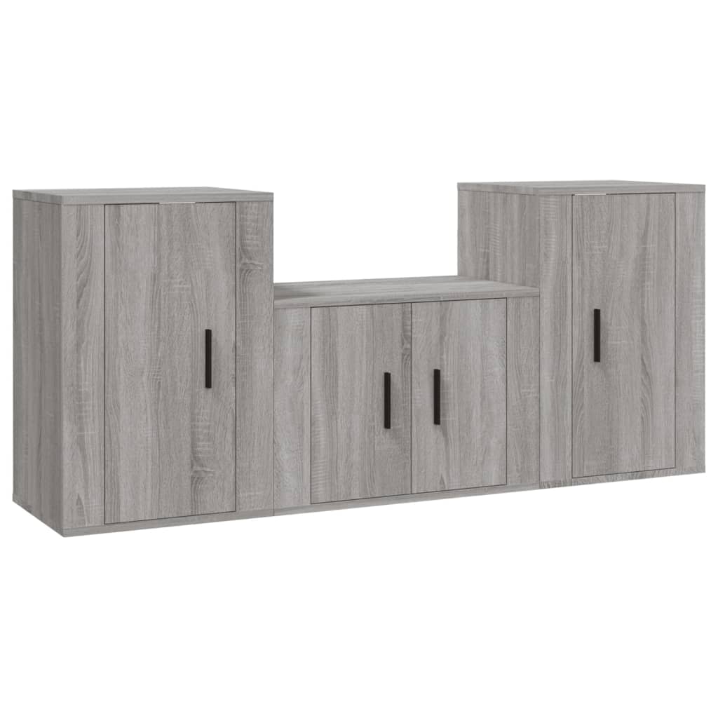 Ensemble de meubles TV 3 pièces, en bois de Sonoma gris
