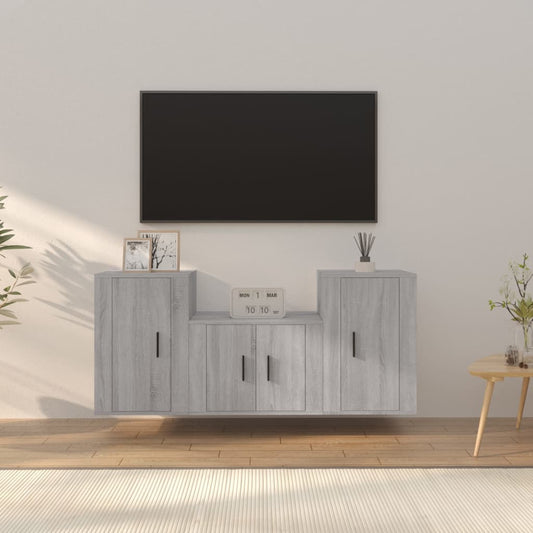 Ensemble de meubles TV 3 pièces, en bois de Sonoma gris