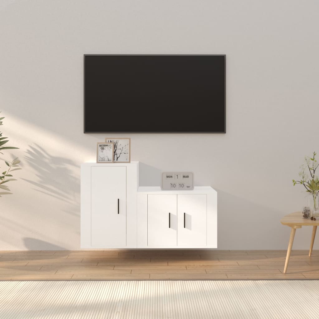 Ensemble de meubles TV 2 pièces en bois blanc