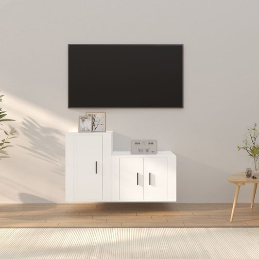 Ensemble de meubles TV 2 pièces en bois blanc