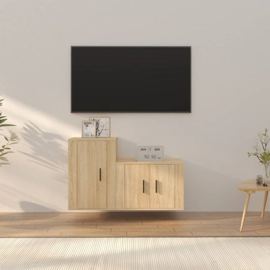 Ensemble de meubles TV 2 pièces en bois de chêne Sonoma