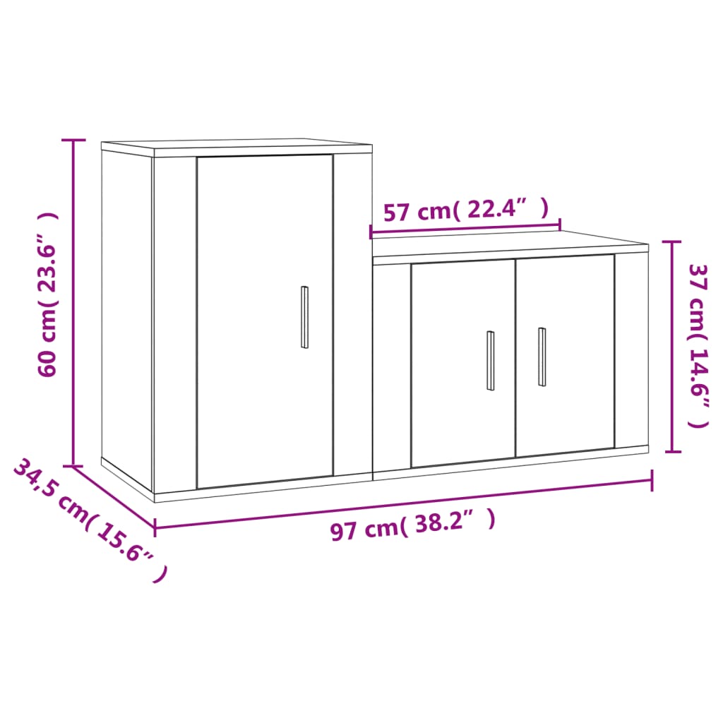 2-tlg. TV-Schrank-Set Betongrau Holzwerkstoff