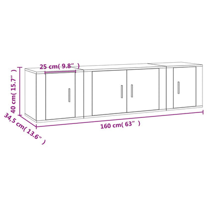 3-tlg. TV-Schrank-Set Betongrau Holzwerkstoff