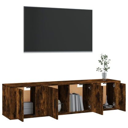 3-tlg. TV-Schrank-Set Räuchereiche Holzwerkstoff