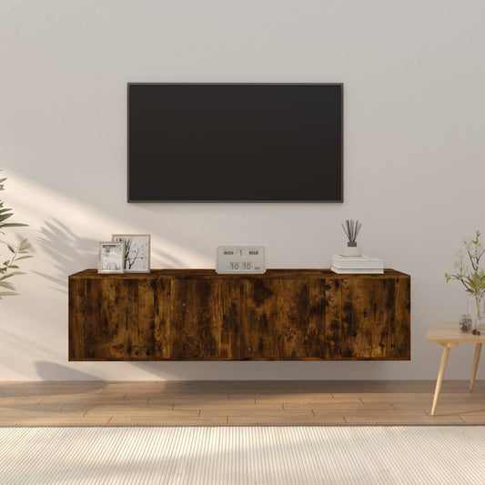 Ensemble de meubles TV 3 pièces en bois de chêne fumé