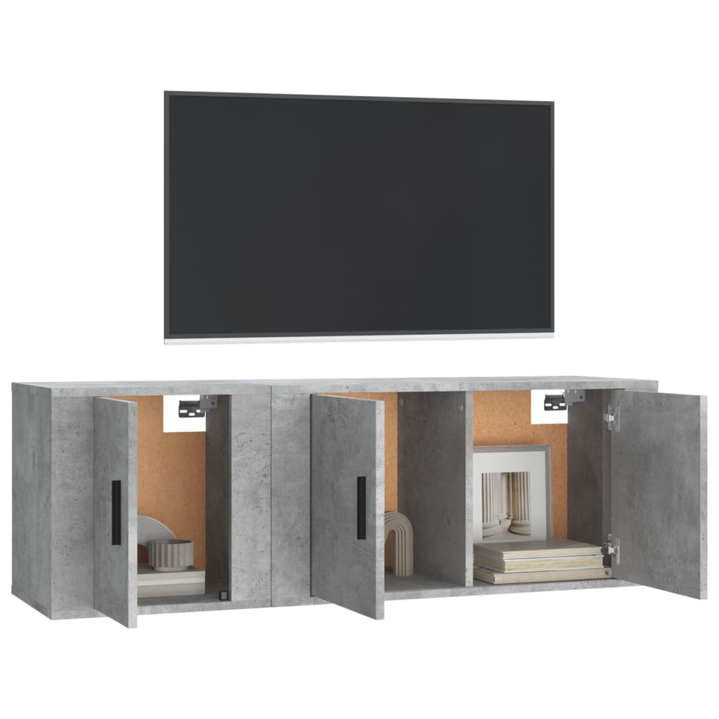 2-tlg. TV-Schrank-Set Betongrau Holzwerkstoff