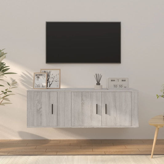 2-tlg. TV-Schrank-Set Grau Sonoma Holzwerkstoff
