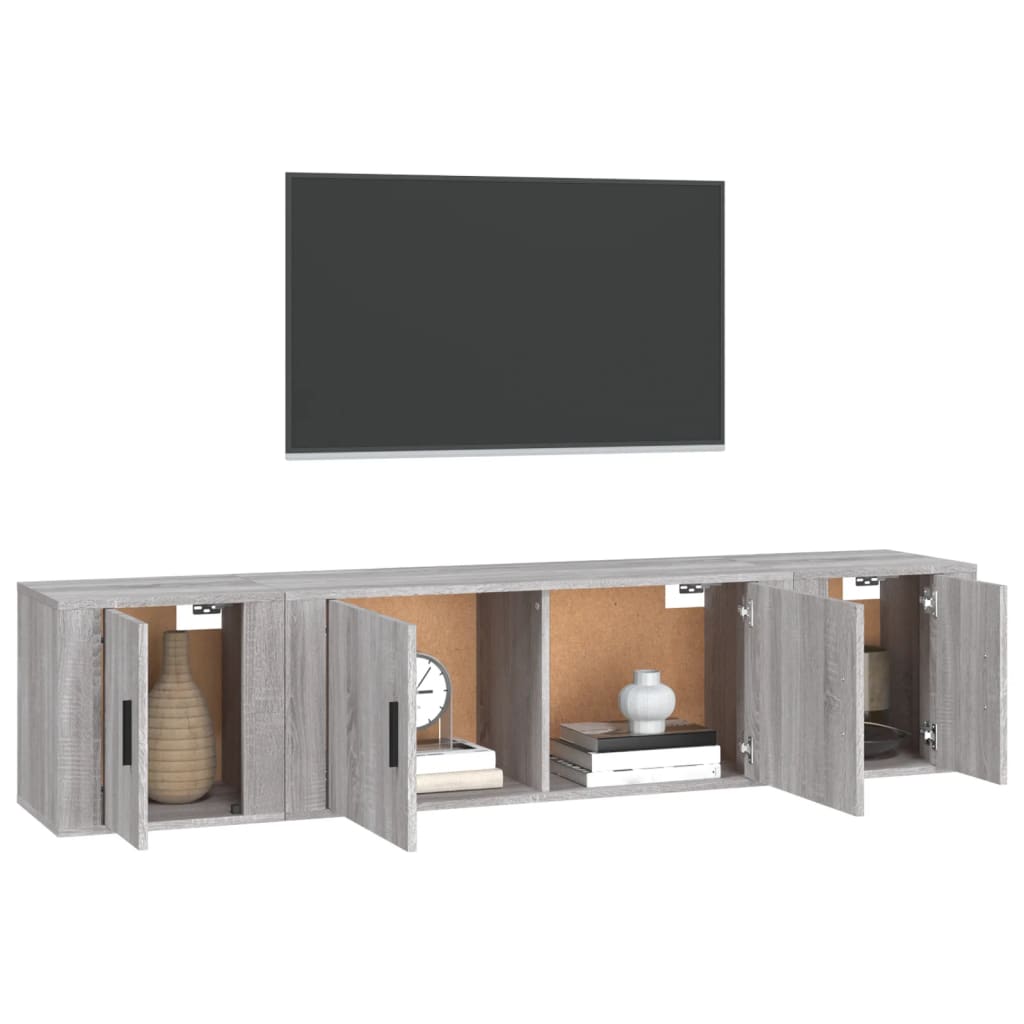 3-tlg. TV-Schrank-Set Grau Sonoma Holzwerkstoff