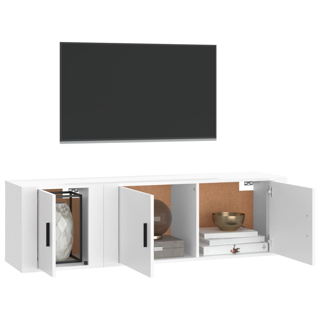 2-tlg. TV-Schrank-Set Weiß Holzwerkstoff