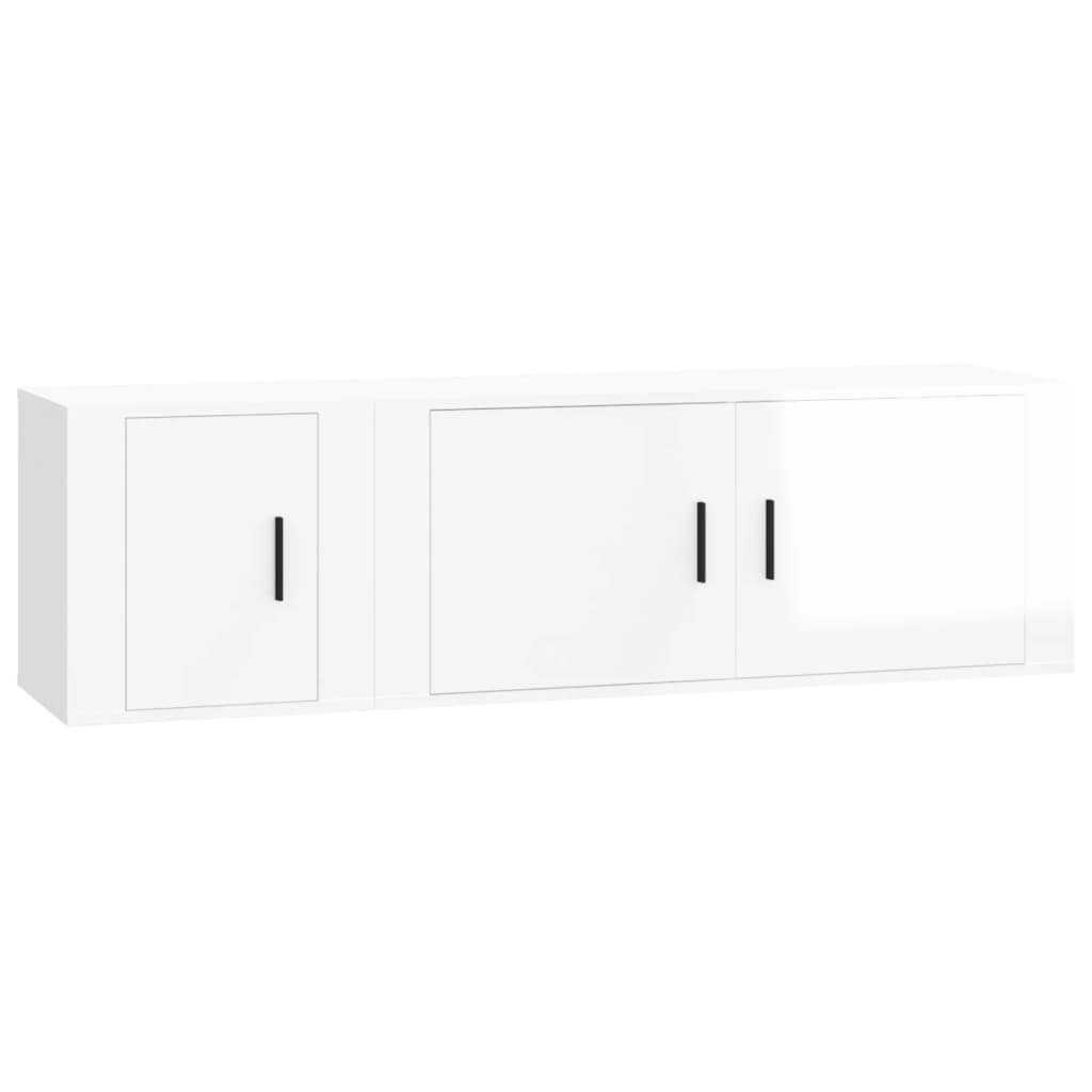 2-tlg. TV-Schrank-Set Hochglanz-Weiß Holzwerkstoff