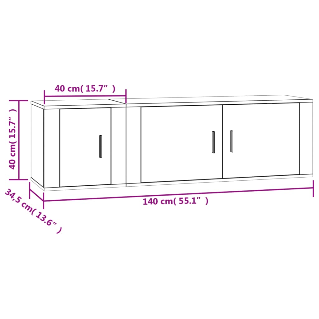 2-tlg. TV-Schrank-Set Räuchereiche Holzwerkstoff