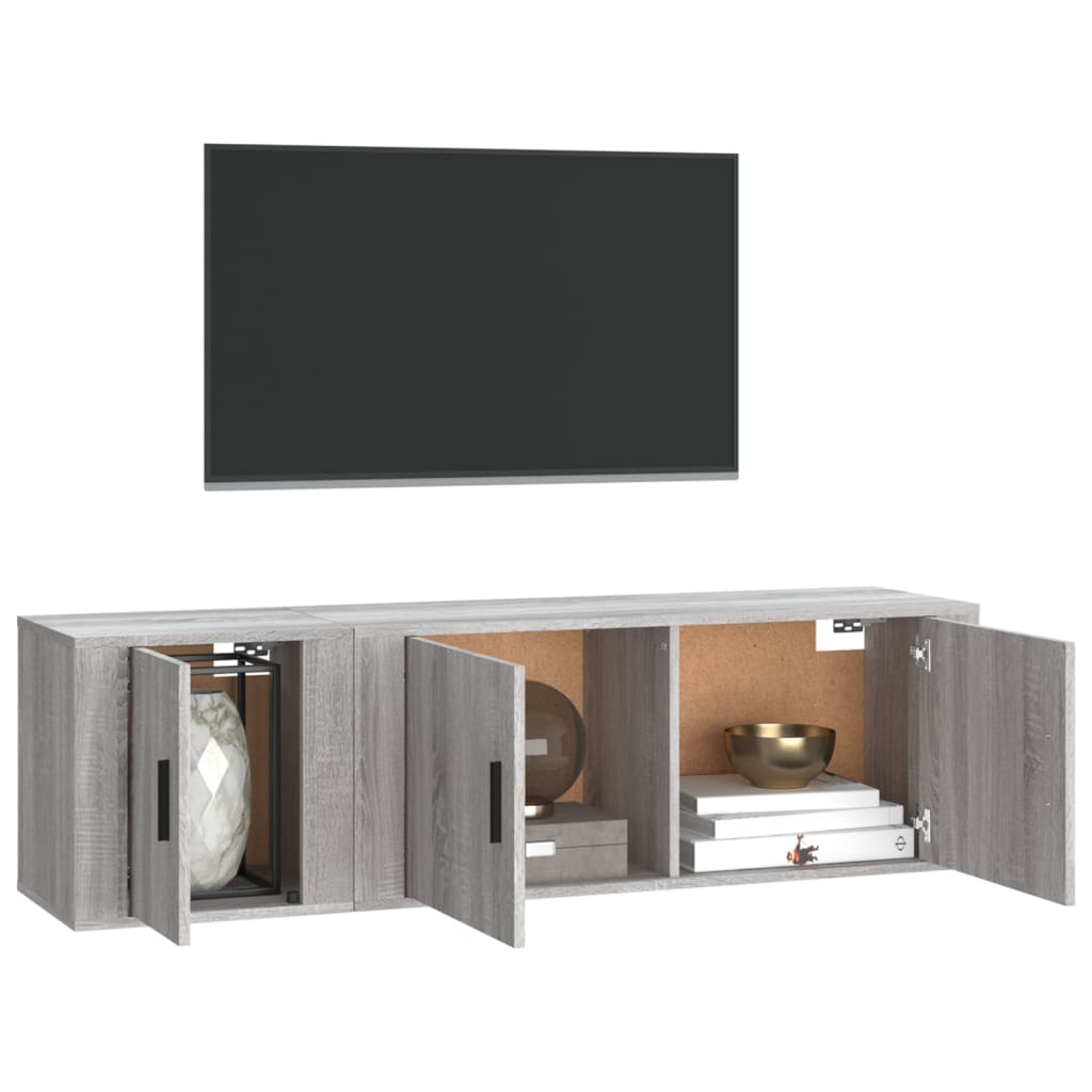 2-tlg. TV-Schrank-Set Grau Sonoma Holzwerkstoff