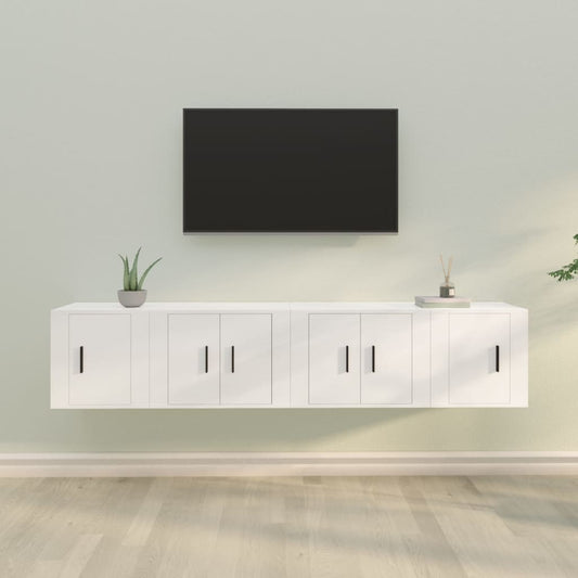 Ensemble de meubles TV 4 pièces en bois blanc