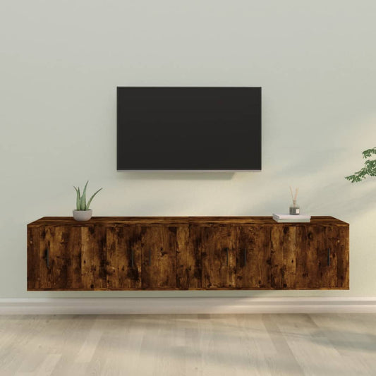 Ensemble de meubles TV 4 pièces en bois de chêne fumé
