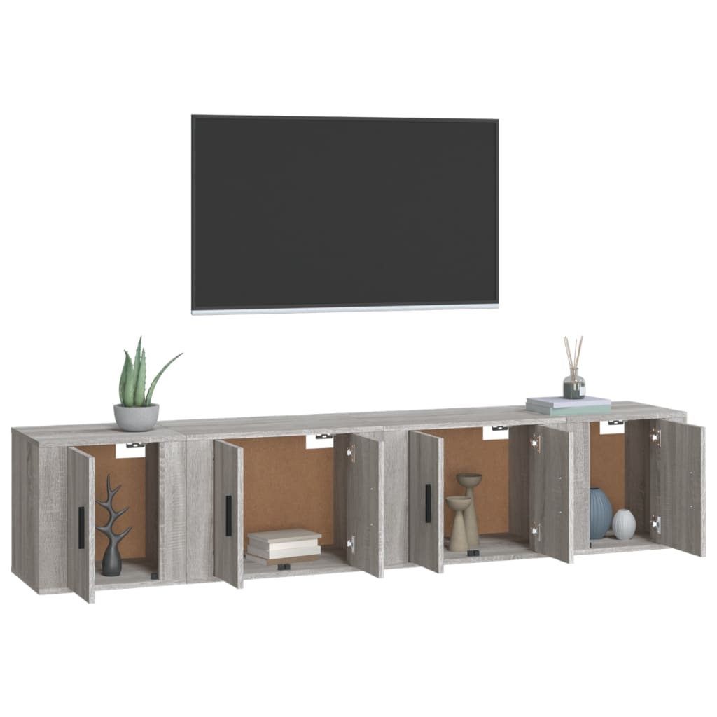 4-tlg. TV-Schrank-Set Grau Sonoma Holzwerkstoff