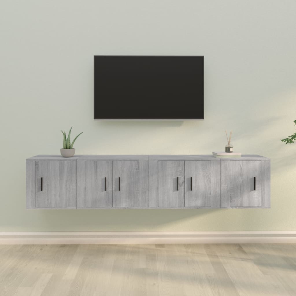 4-tlg. TV-Schrank-Set Grau Sonoma Holzwerkstoff