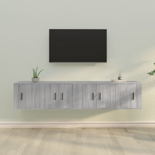 4-tlg. TV-Schrank-Set Grau Sonoma Holzwerkstoff