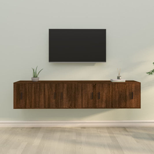 Ensemble de meubles TV 4 pièces en bois aspect chêne brun