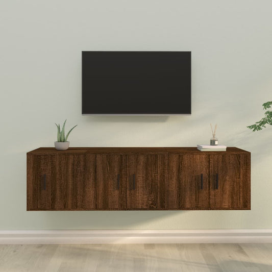 Ensemble de meubles TV 3 pièces en bois aspect chêne brun