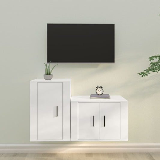 Ensemble de meubles TV 2 pièces en bois blanc