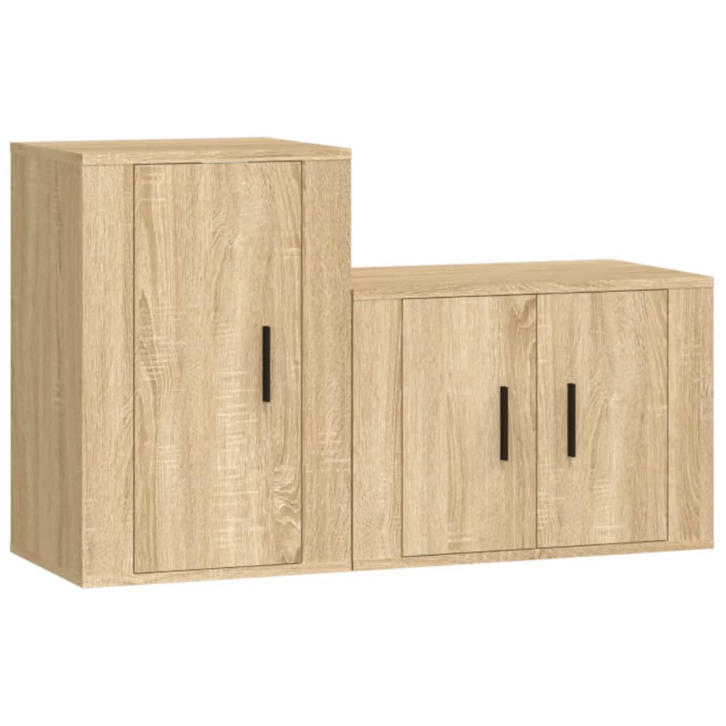 Ensemble de meubles TV 2 pièces en bois de chêne Sonoma