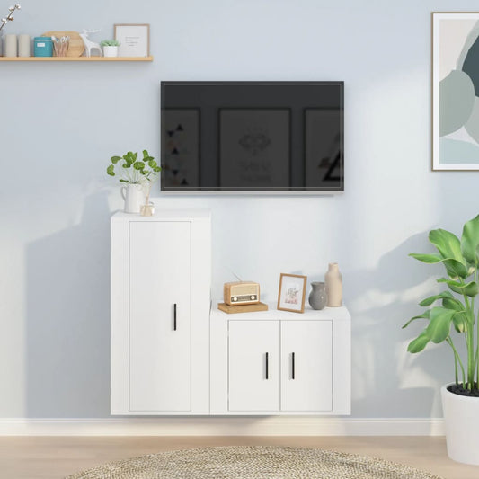 Ensemble de meubles TV 2 pièces en bois blanc