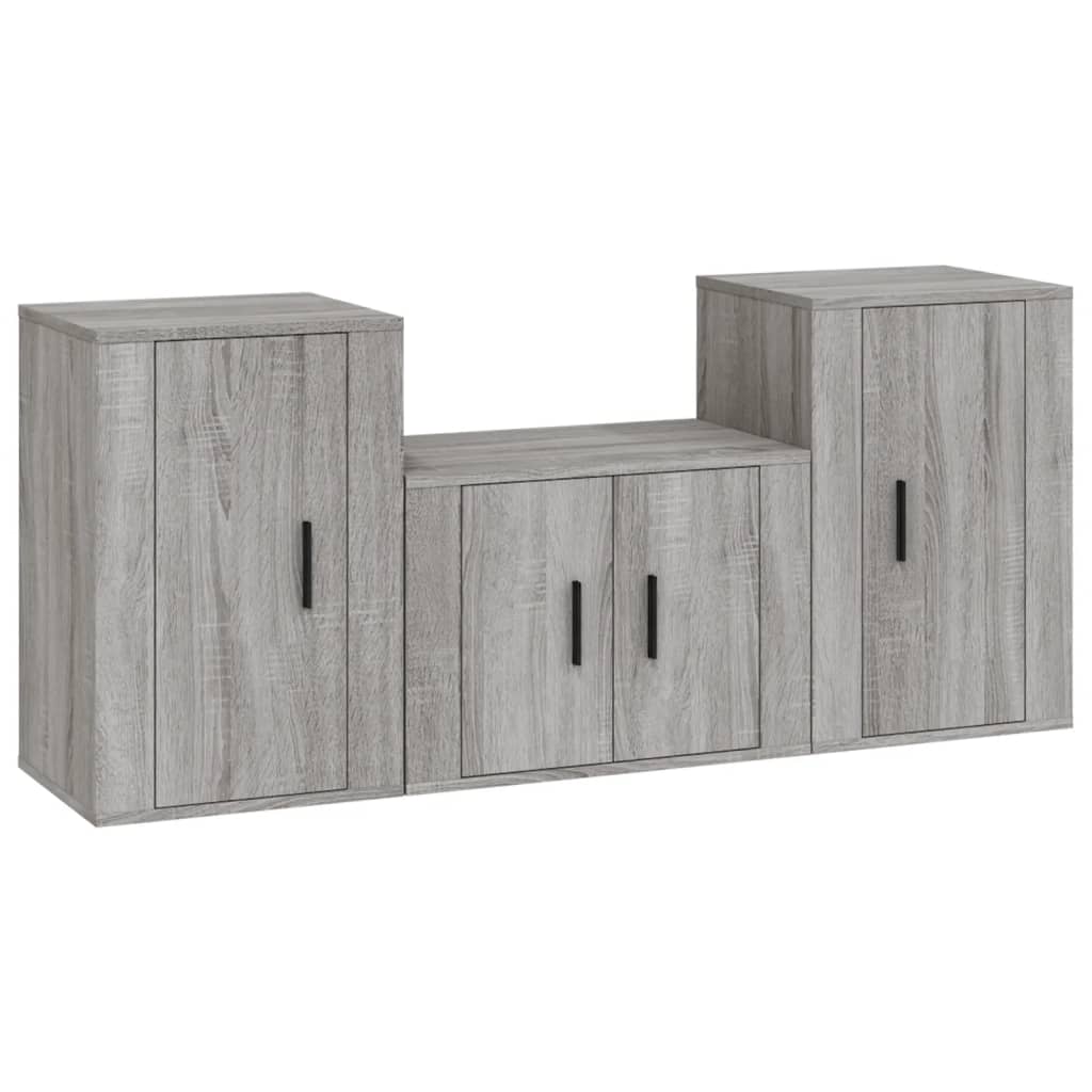 Ensemble de meubles TV 3 pièces, en bois de Sonoma gris