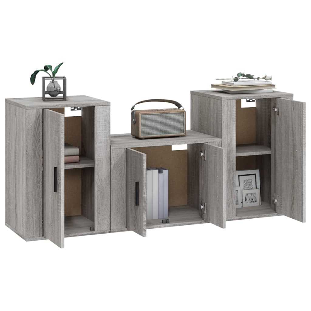 Ensemble de meubles TV 3 pièces, en bois de Sonoma gris