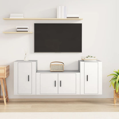 3-tlg. TV-Schrank-Set Weiß Holzwerkstoff