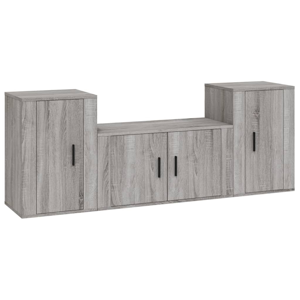 Ensemble de meubles TV 3 pièces, en bois de Sonoma gris