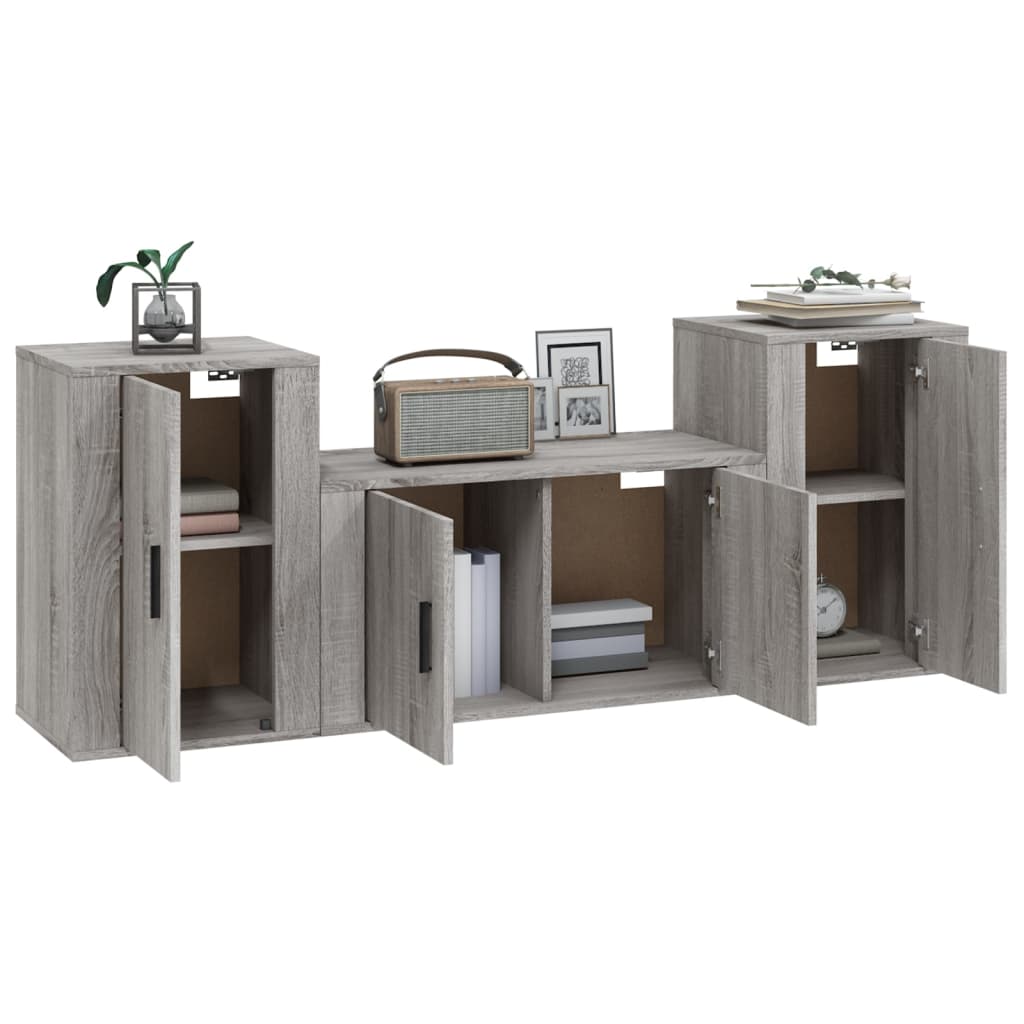 Ensemble de meubles TV 3 pièces, en bois de Sonoma gris