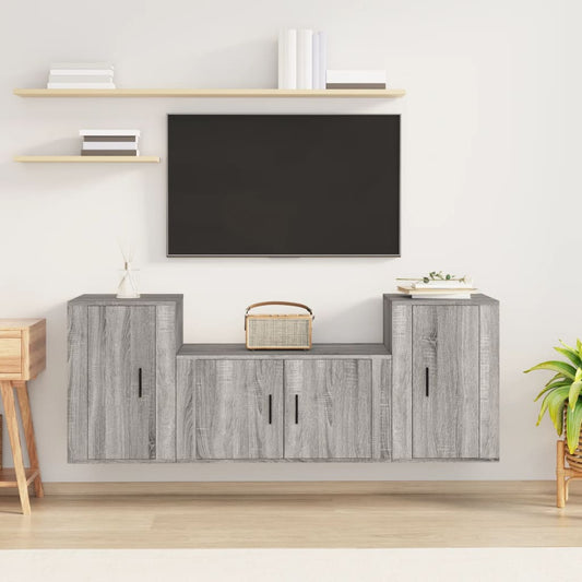 Ensemble de meubles TV 3 pièces, en bois de Sonoma gris