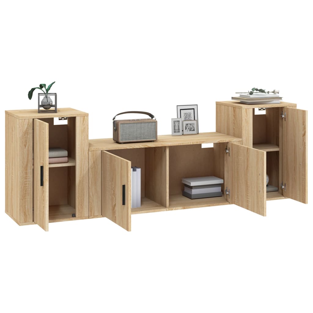 3-tlg. TV-Schrank-Set Sonoma-Eiche Holzwerkstoff