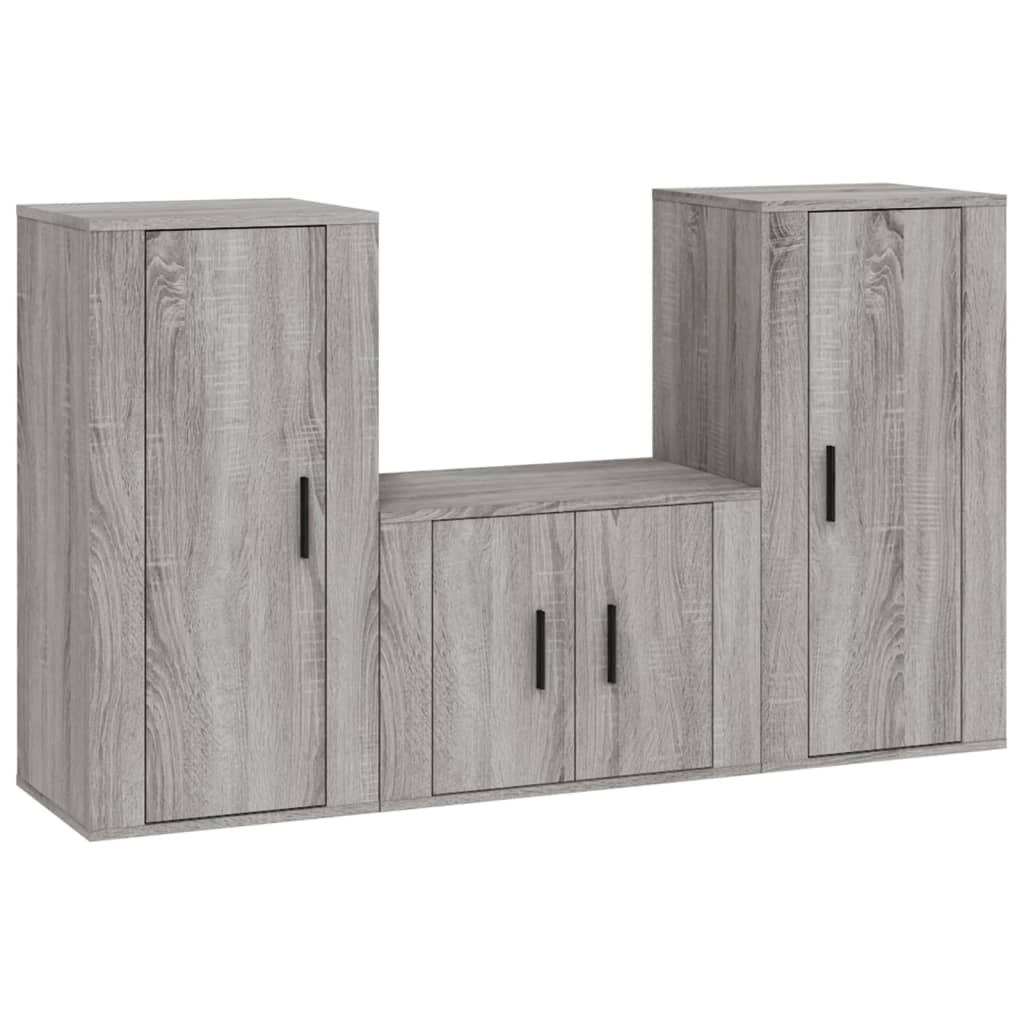 Ensemble de meubles TV 3 pièces, en bois de Sonoma gris