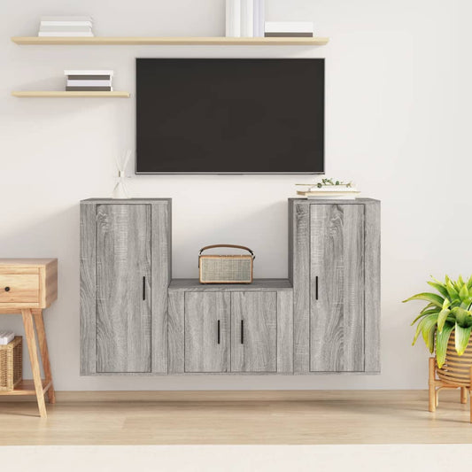 Ensemble de meubles TV 3 pièces, en bois de Sonoma gris