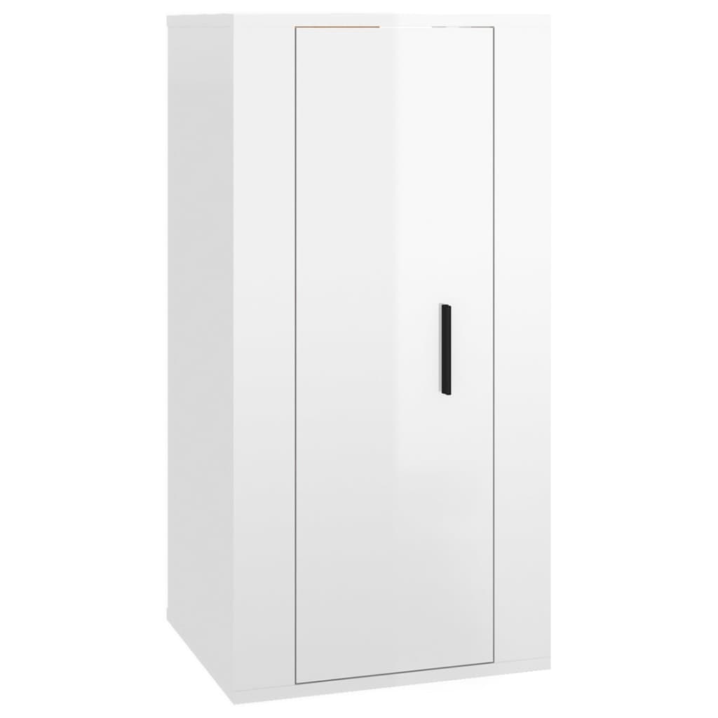 Ensemble de meubles TV 3 pièces, blanc brillant, matériau à base de bois