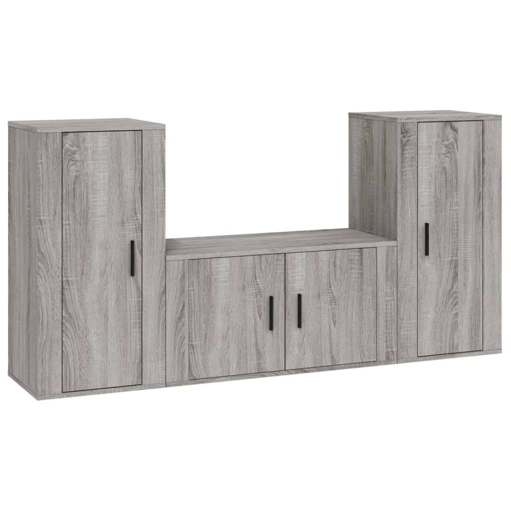 Ensemble de meubles TV 3 pièces, en bois de Sonoma gris